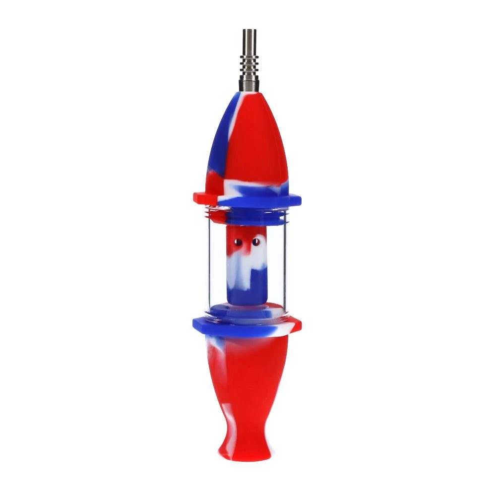 6" SIlicone and Glass Pipe with Nectar Collector (306)