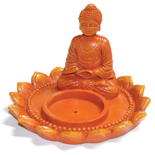 Orange Buddha Incense/ Tea Light Candle Holder