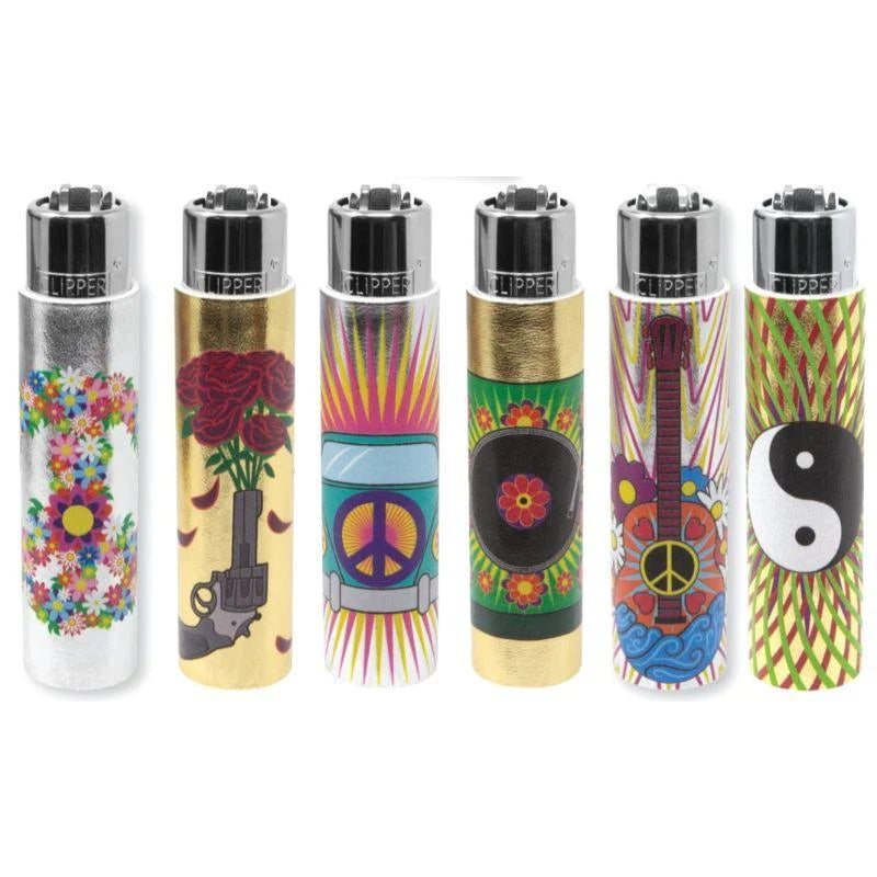 Clipper Hippie Silver Lighter - Display 30ct