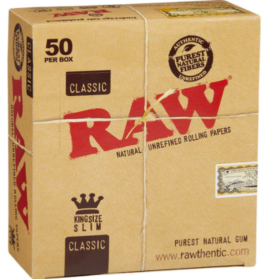 Raw King Size Classic Rolling Papers - Display 50ct