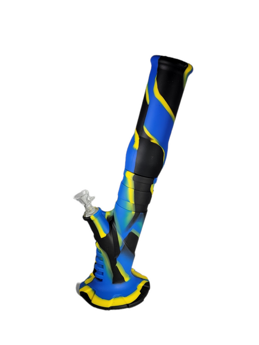 14" Silicone Water Pipe - Black/Blue