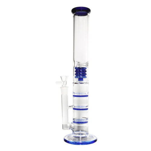 15" Straight Glass Water Pipe with Three Honeycomb, One Perk (183)