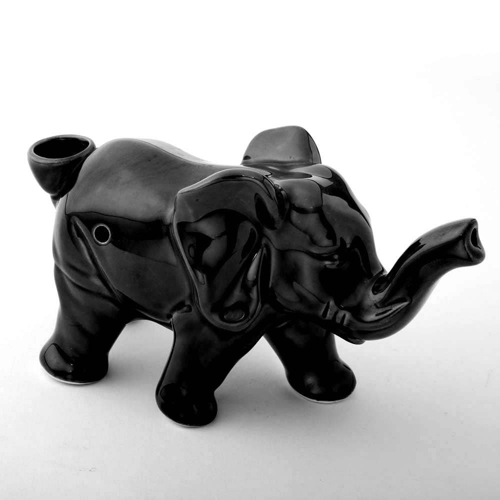 7" Black Elephant Ceramic Pipe