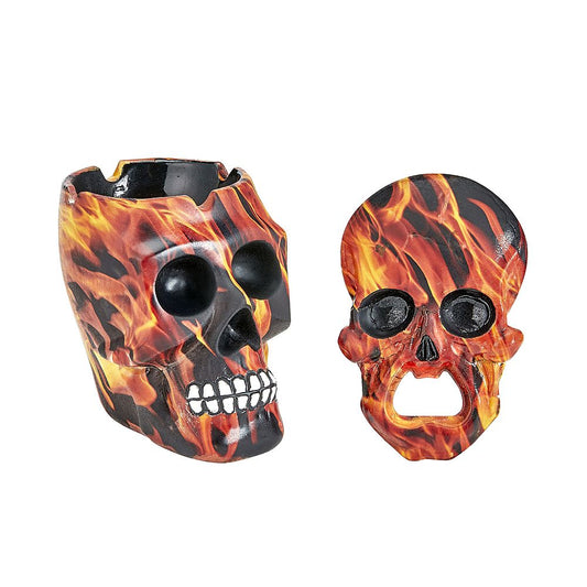 Flame Skull Ashtray/Bottle Open