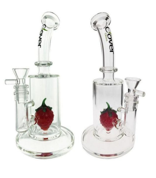 8.9" Clover Strawberry Glass Water Pipe (WPE-377)