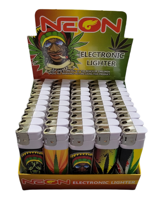 Neon Rasta Lighter - Display 50ct