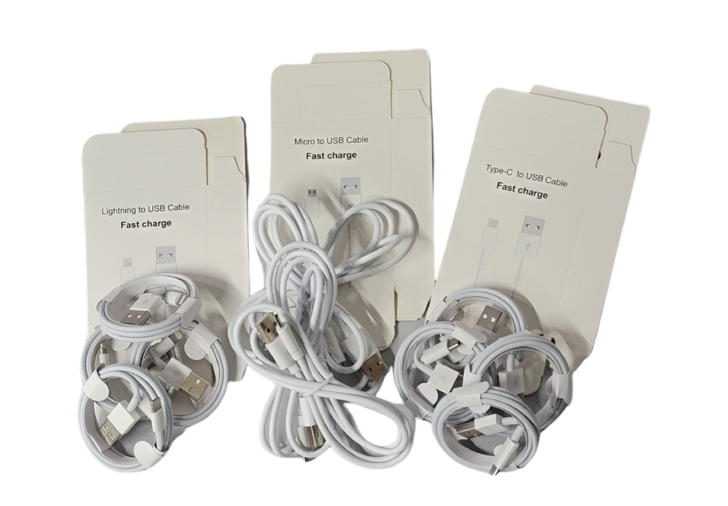 Charging Cables 12pk - 4 Type C, 4 Micro, 4 Lightning Cables