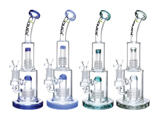 11.2" Clover Glass Water Pipe with Two Perks (WPD-237)