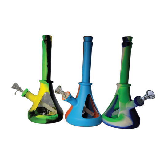 10" Silicone and Glass Beaker Water Pipe (287)