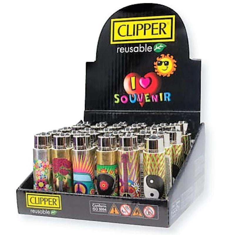 Clipper Hippie Silver Lighter - Display 30ct