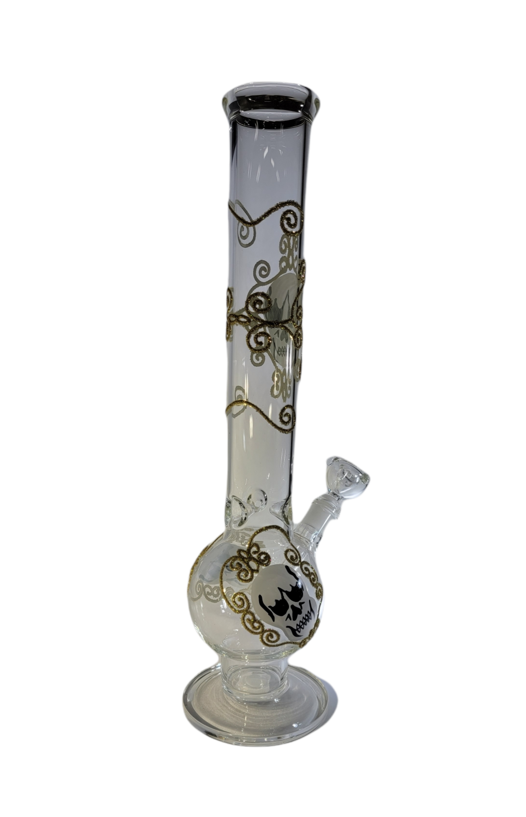 18" Glass Skulls and Swirls Water Pipe (WP4493)