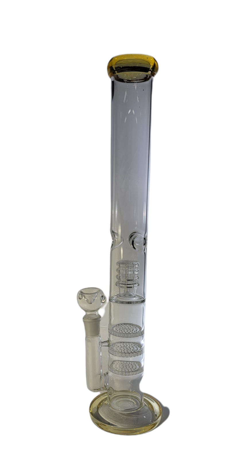 18" Straight Glass Water Pipe with Three Honeycomb, One Perk (2038)