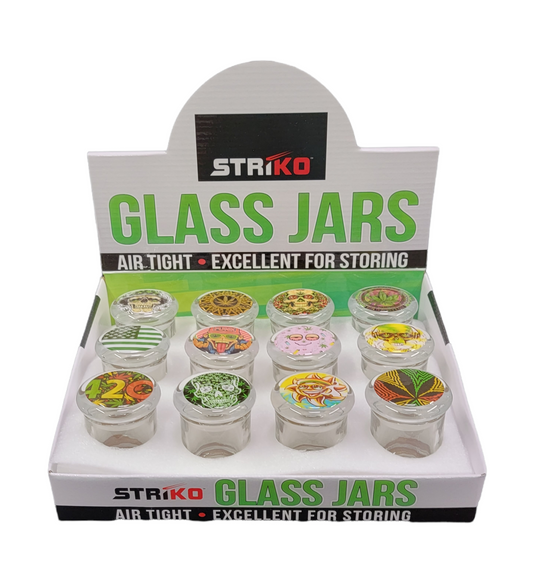 Striko Medium Glass Jars - 12ct Display